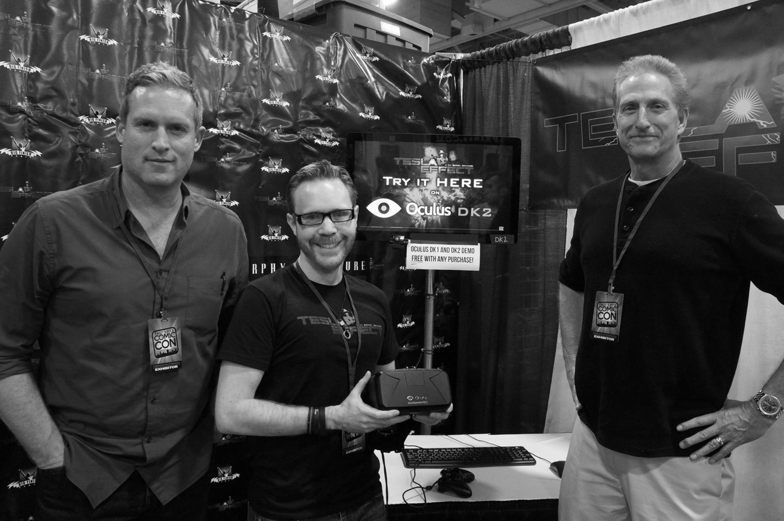 Aaron Conners,  Mat Van Rhoon i Chris Jones ze studia Big Finish Games, autorzy "Tesla Effect"